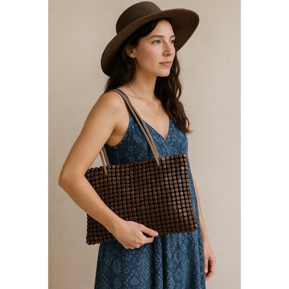 The Sak Handbags - The Sak Wooden Bead Handbag Brown Handmade in Indonesia Boho Y2K Style